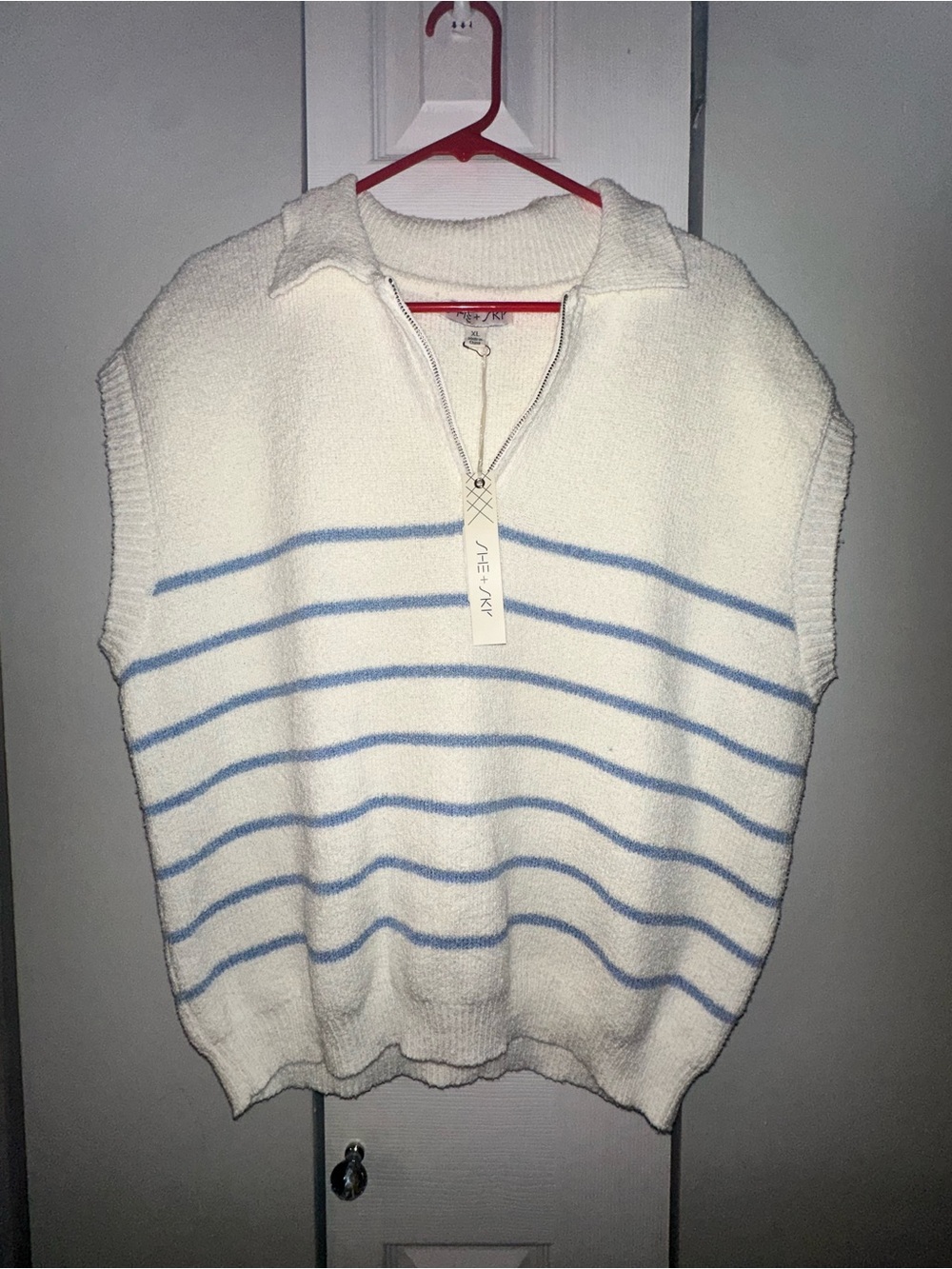 She + Sky Sleeveless Striped Sweater